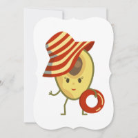 Avocado beach girl with sun hat and swim ring