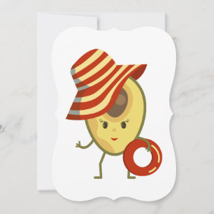 Avocado beach girl with sun hat and swim ring