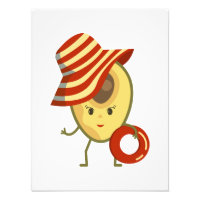 Avocado beach girl with sun hat and swim ring