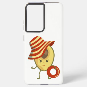 Avocado beach girl with sun hat and swim ring samsung galaxy case