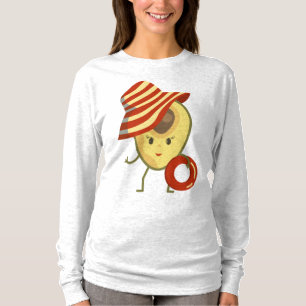 Avocado beach girl with sun hat and swim ring T-Shirt