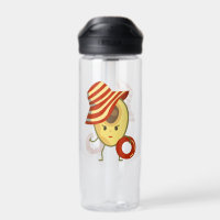 Avocado beach girl with sun hat and swim ring