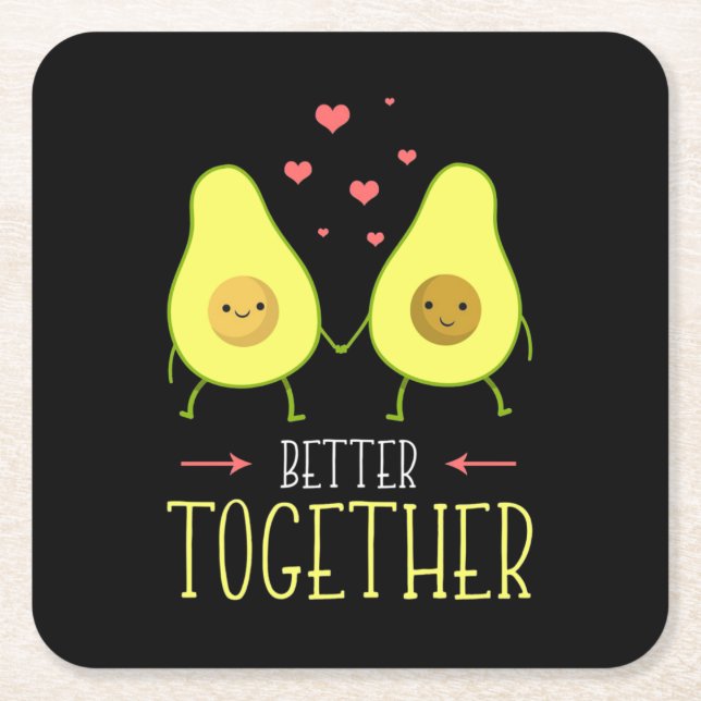 Avocado Better Together Square Paper Coaster (Front)