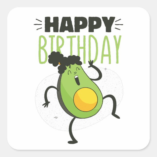 AVOCADO BIRTHDAY SQUARE STICKER (Front)