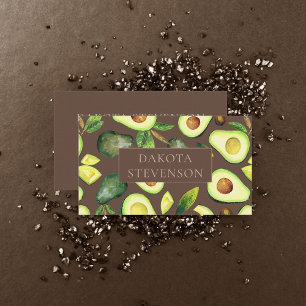 Avocado Blossoms   Dark Green Rustic Professional Business Card