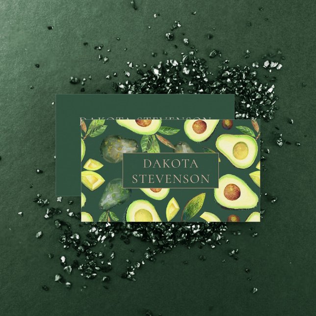 Avocado Blossoms | Dark Green Rustic Professional Business Card (Creator Uploaded)