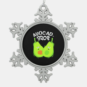 Avocado Brother Snowflake Pewter Christmas Ornament