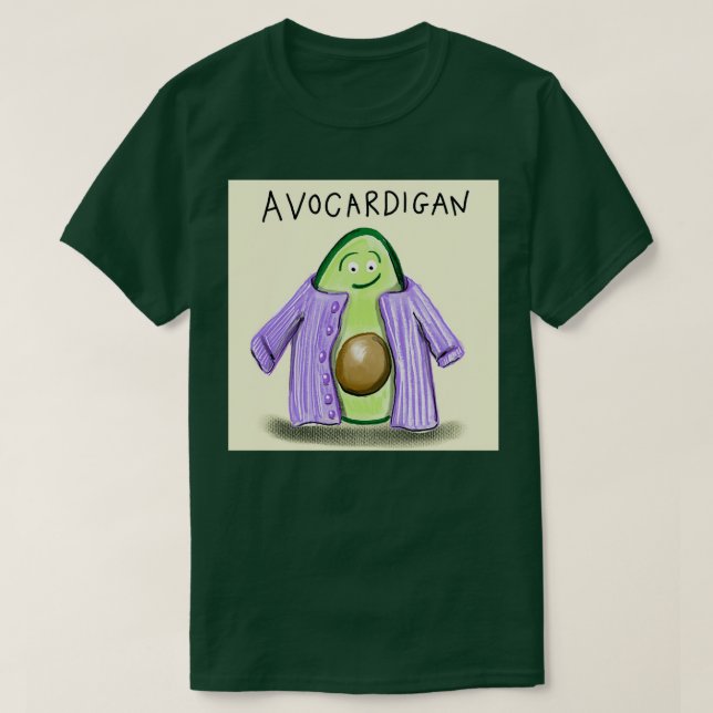 Avocado Cardigan daily doodle design T-Shirt (Design Front)