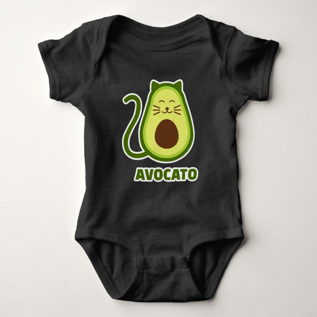 Avocado cat baby bodysuit (Front)