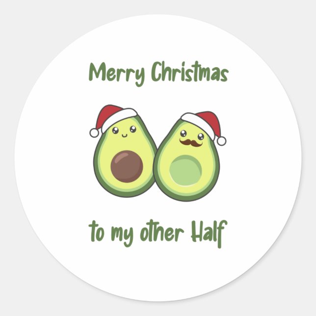 Avocado Christmas Lights Funny Avocados Classic Round Sticker (Front)