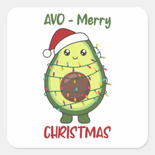 Avocado Christmas Lights Funny Avocados Square Sticker