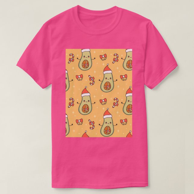 avocado christmas santa cute pattern T-Shirt (Design Front)