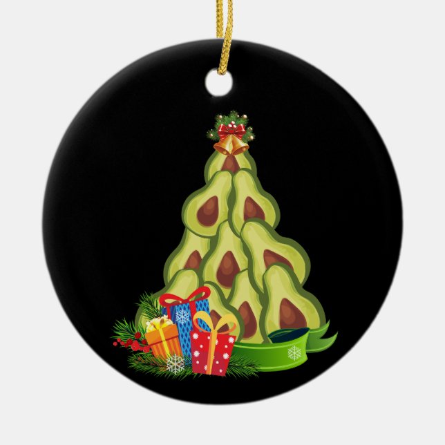 Avocado Christmas Tree - Avocado Lover Ceramic Tree Decoration (Front)