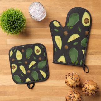 Avocado Cloth Placemat Oven Mitt & Pot Holder Set