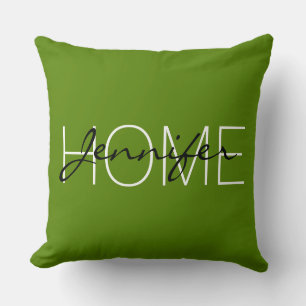 Avocado colour home monogram cushion