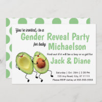 Avocado Couple Gender Reveal Party Invitation
