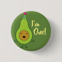 Avocado Cute 1st Birthday Button Pin