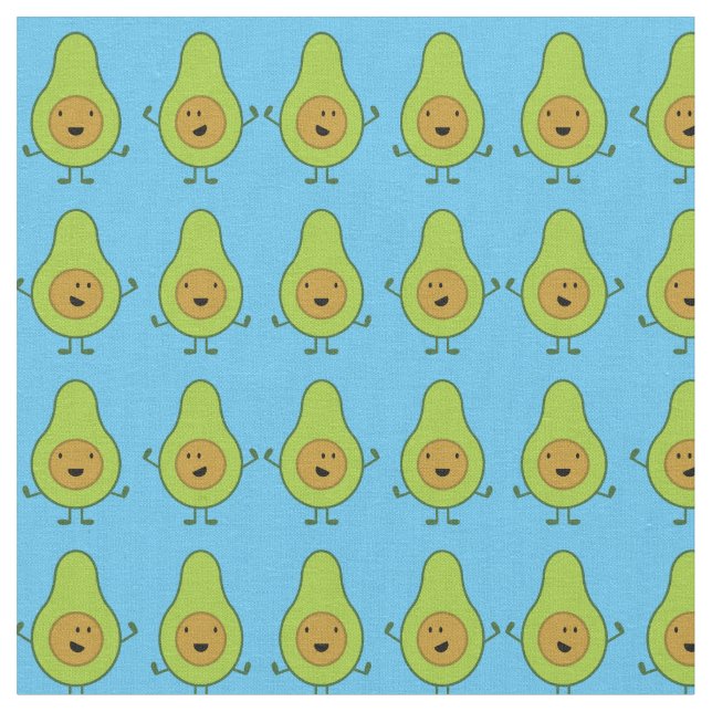 Avocado Cute Kids Cartoon Fabric (Close Up)