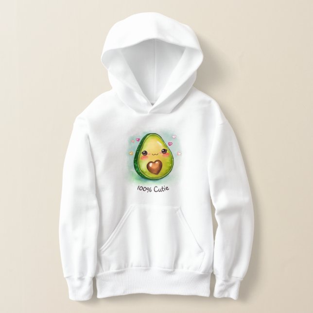 Avocado Cutie with Your Text - Kids Hoodie (Laydown)