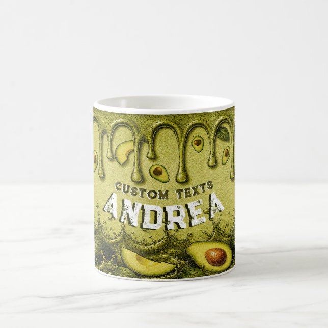 Avocado Drip Retro Favor | Earthy Light Green Name Coffee Mug (Center)