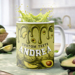 Avocado Drip Retro Favor Earthy Light Green Name Coffee Mug