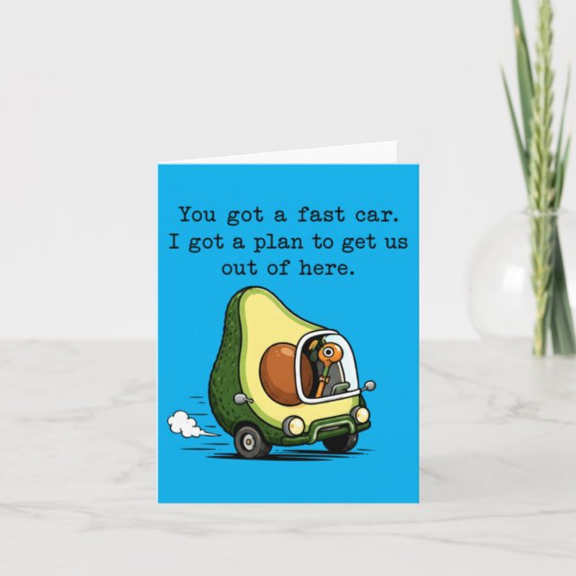 Avocado Fast Car Funny Fruit Driver 1 Card (Front)