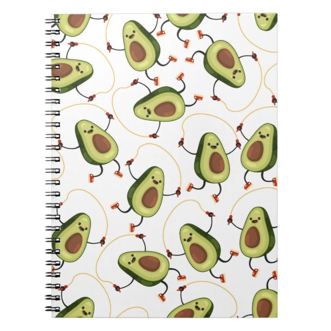 Avocado Fitness: Cute Vintage Pattern Notebook (Front)