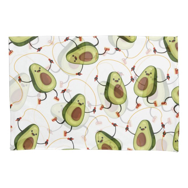 Avocado Fitness: Cute Vintage Pattern Pillowcase (Front)