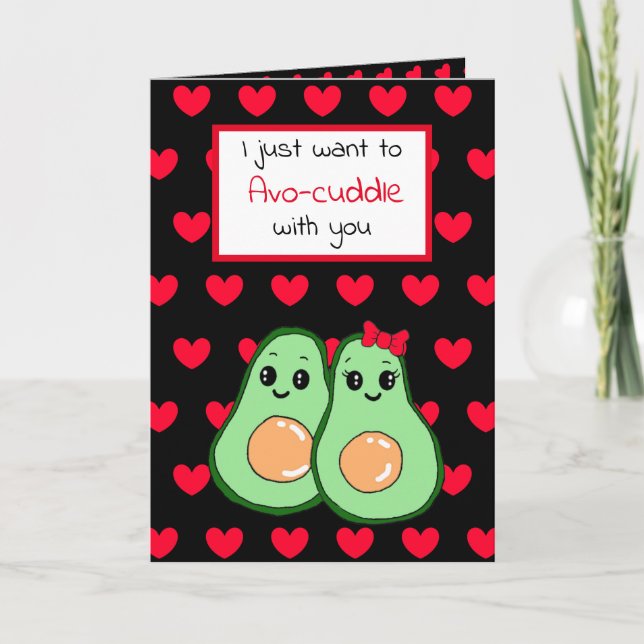 Avocado Food Pun, Cute Happy Valentine's Day Card (Front)