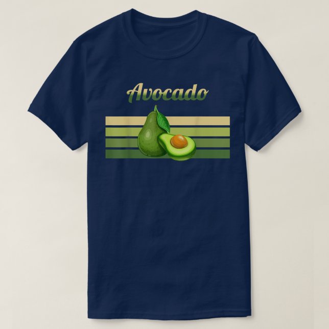 Avocado Fresh Retro Vegan Vegetarian PlantBased Gi T-Shirt (Design Front)