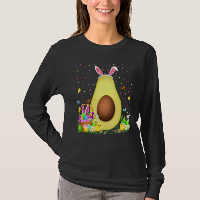 Avocado Fruit Easter Egg Hunt Bunny Avocado Easter T-Shirt (Front)