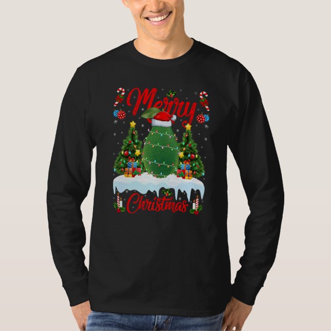 Avocado Fruit Lights Xmas Tree Santa Avocado Chris T-Shirt (Front)