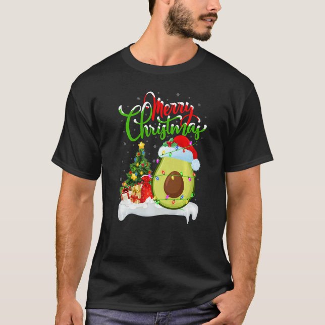 Avocado Fruit  Xmas Decorations Santa Avocado Chri T-Shirt (Front)