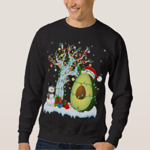 Avocado Fruit Xmas Tree Lighting Santa Hat Avocado Sweatshirt