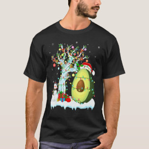 Avocado Fruit Xmas Tree Lighting Santa Hat Avocado T-Shirt