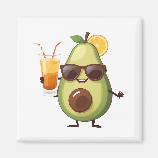 Avocado Fun Cheerful Vacation Tropical Drink Fruit Magnet (Front)