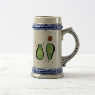 Avocado funny cheering handstand green pit beer stein