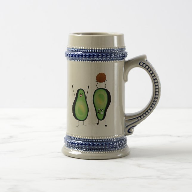 Avocado funny cheering handstand green pit beer stein (Right)