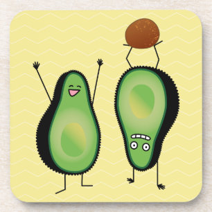 Avocado funny cheering handstand green pit coaster