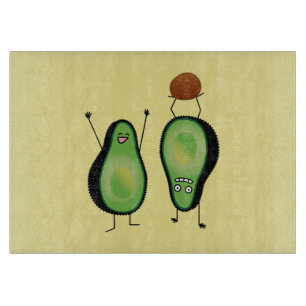Avocado funny cheering handstand green pit cutting board