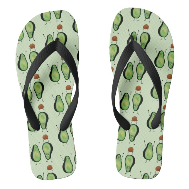 Avocado funny cheering handstand green pit jandals (Footbed)