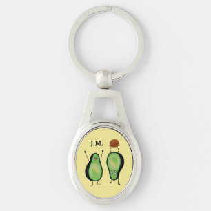 Avocado funny cheering handstand green pit key ring