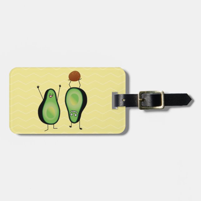 Avocado funny cheering handstand green pit luggage tag (Front Horizontal)