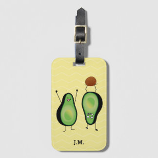 Avocado funny cheering handstand green pit luggage tag