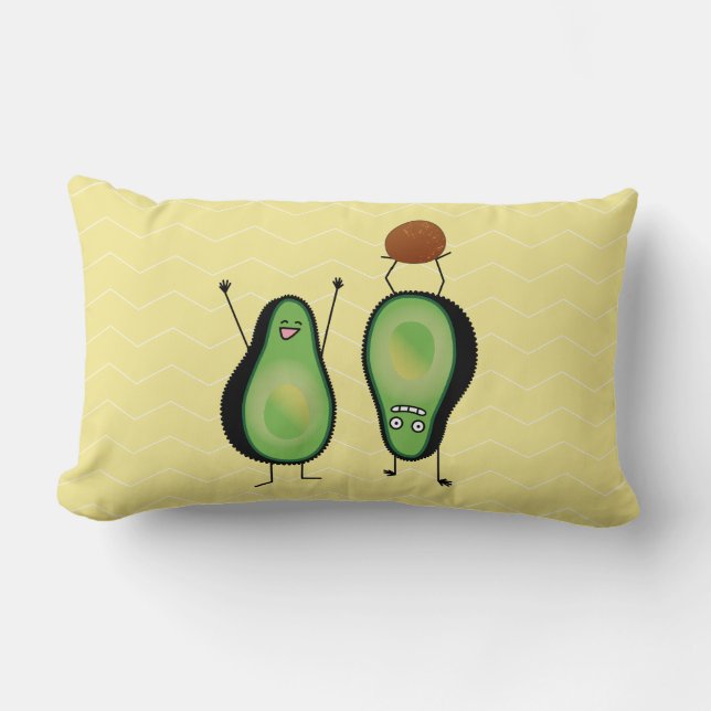 Avocado funny cheering handstand green pit lumbar cushion (Front)