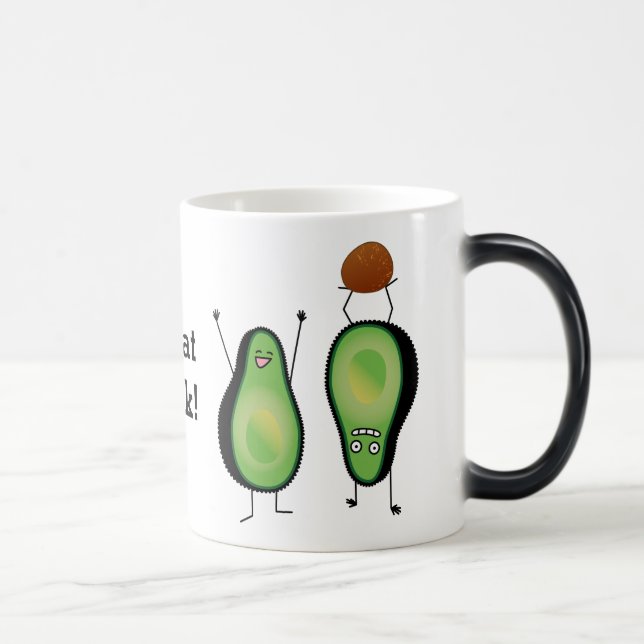 Avocado funny cheering handstand green pit magic mug (Right)