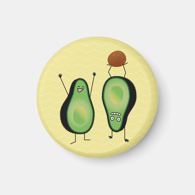 Avocado funny cheering handstand green pit magnet (Front)