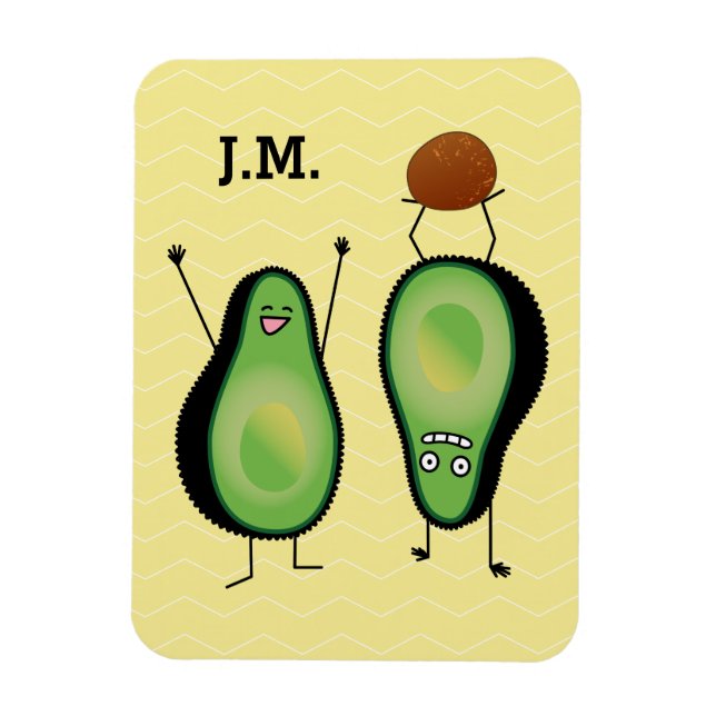 Avocado funny cheering handstand green pit magnet (Vertical)