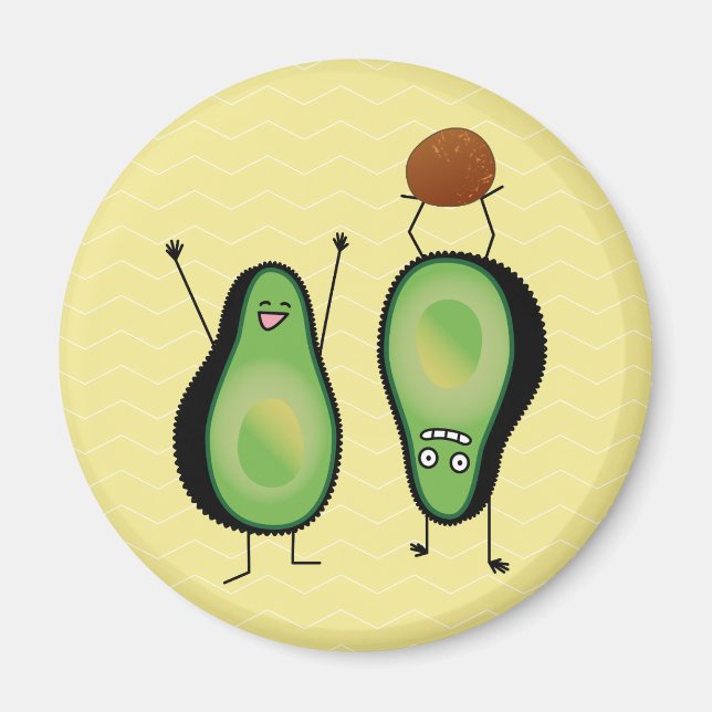 Avocado funny cheering handstand green pit magnet (Front)