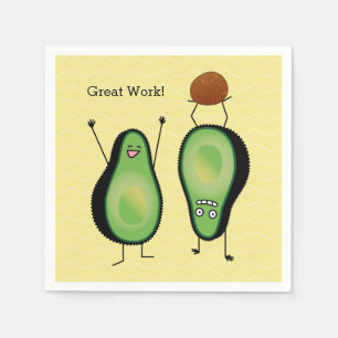 Avocado funny cheering handstand green pit napkin